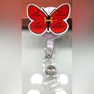 New H Style Handmade Orange Butterfly Badge Reel